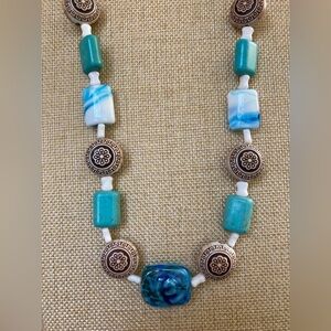 Bohemian Earth Tone Beaded Necklace w/ Toggle Clasp‎